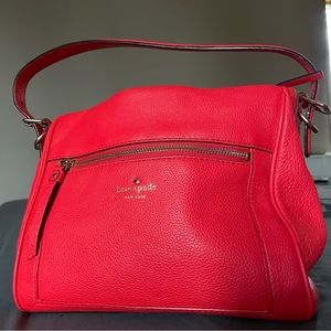 Kate Spade Cobble Hill Small Harris Geranium Red pink  Leather Satchel Crossbody